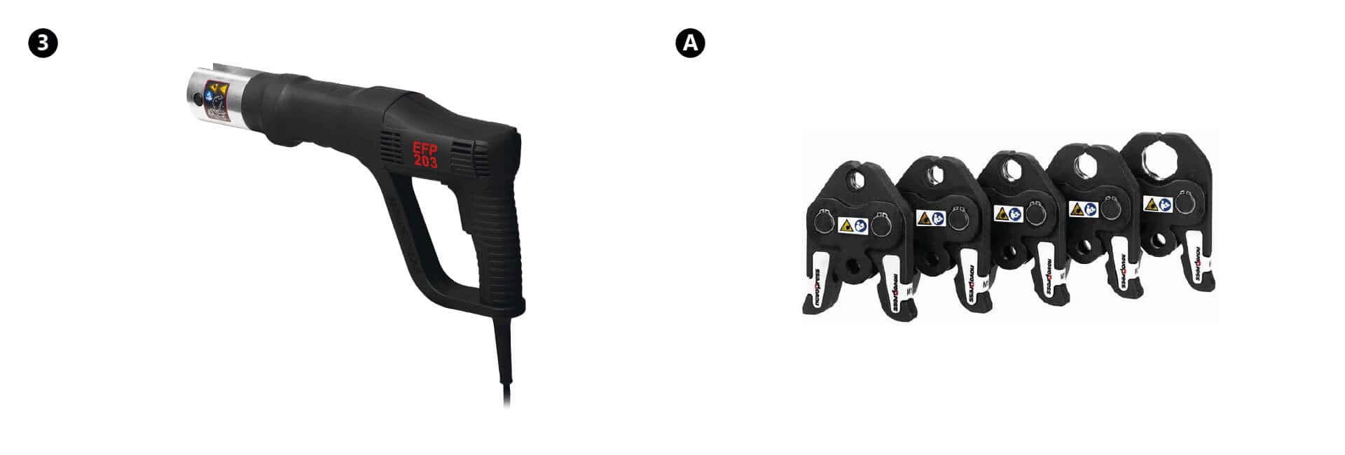 KAN-therm - Inox System - Novopress crimping tool including jaw sizes 12-35 mm and band 35-54 mm